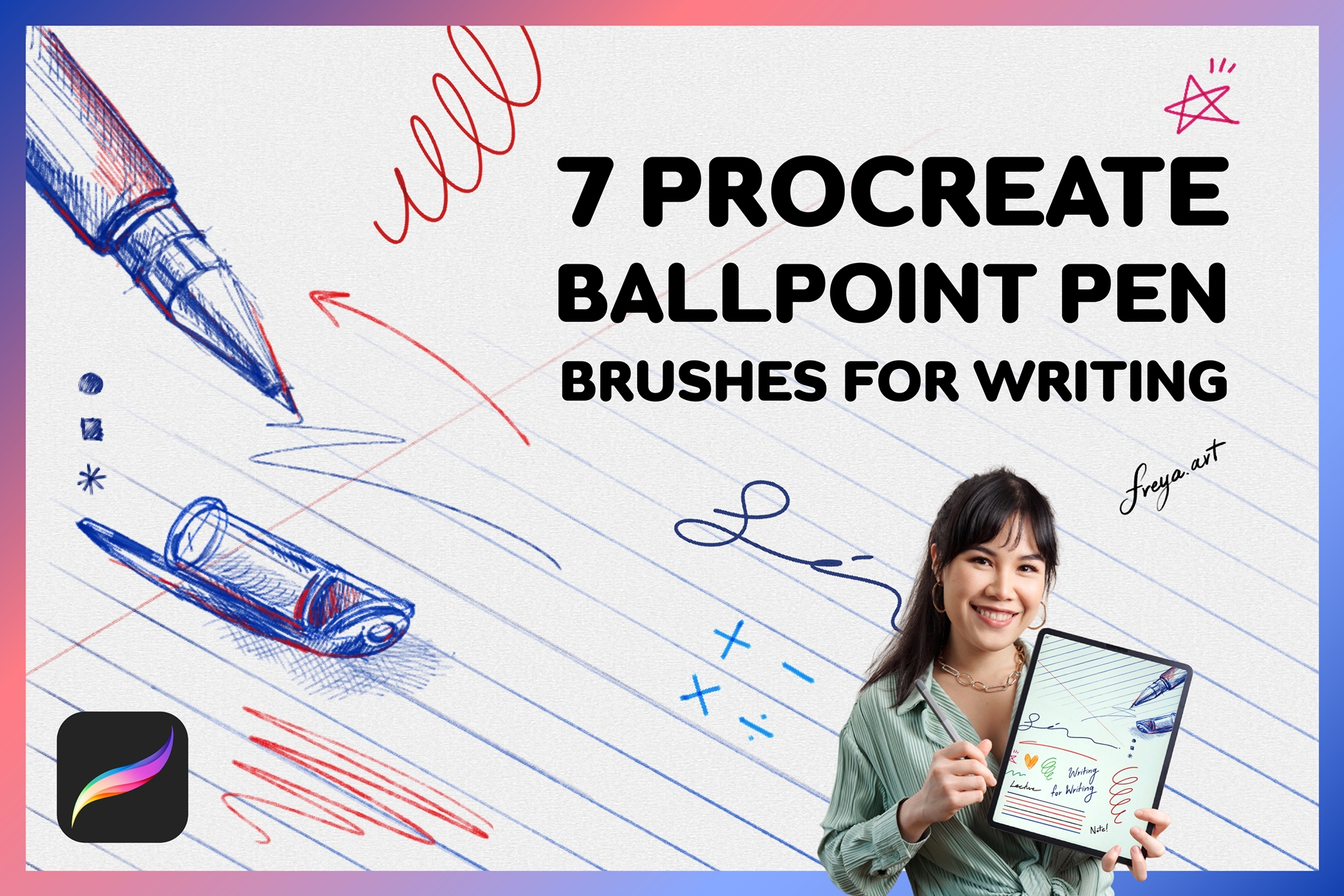 Procreate Writing Brushes 7 Ballpoint Pens, Addons GraphicRiver